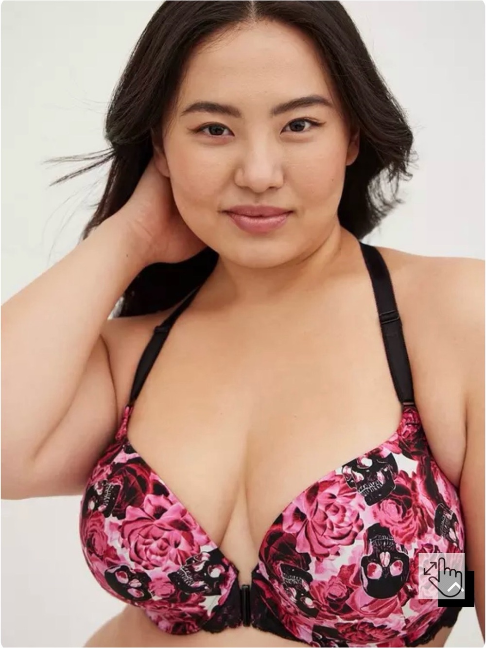 torrid Pink & Black Floral Skull Front-Close Underwire T-Shirt Bra